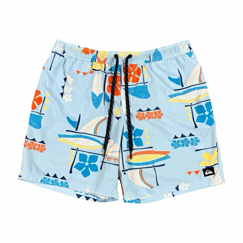 Quiksilver Men’s Vintage Y2K Graphic Swim Board Shorts Drawstring Size L